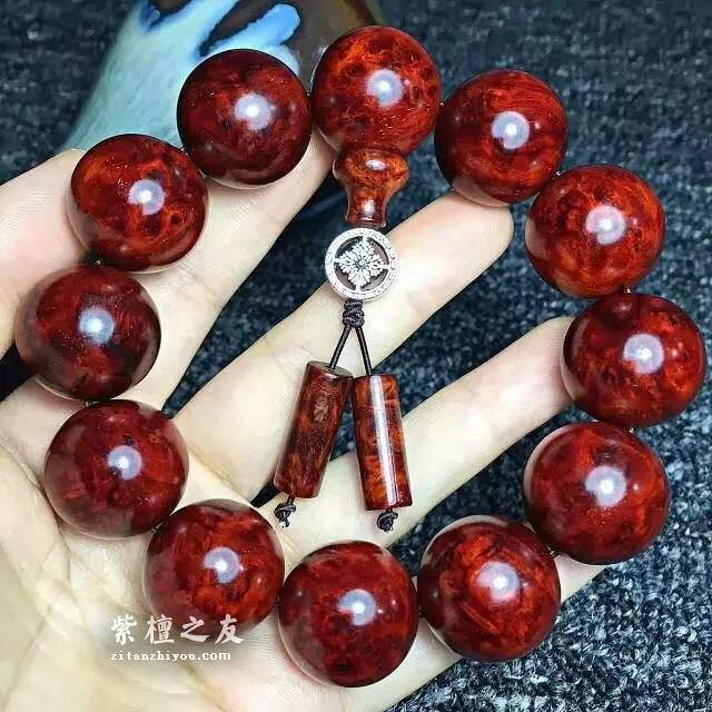 经典小叶紫檀手串 黄金底瘤疤带金星难得好货-1
