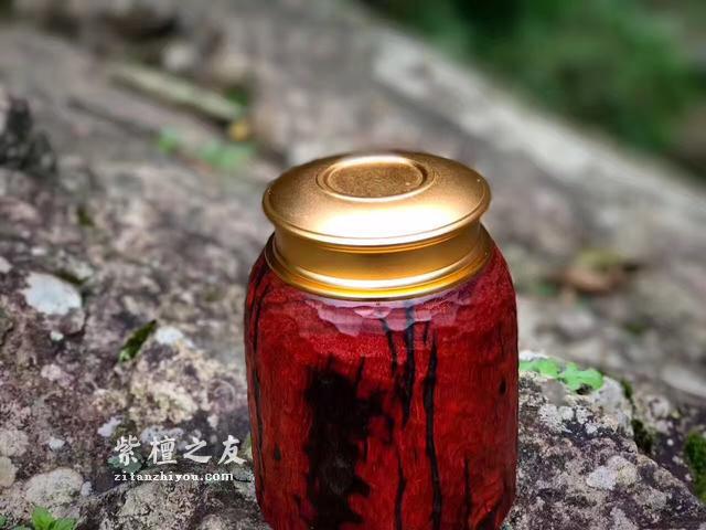 印度小叶紫檀，马蹄形茶叶罐，仙作-3