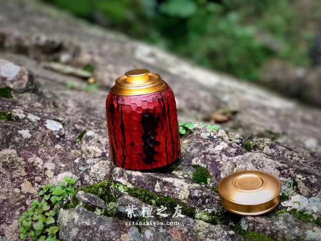 印度小叶紫檀，马蹄形茶叶罐，仙作-4