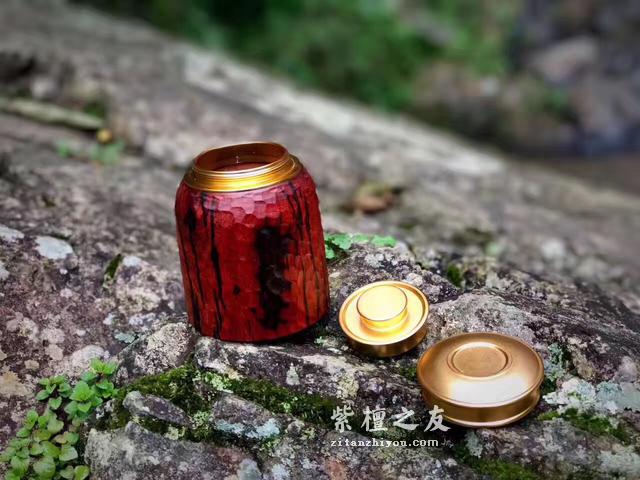 印度小叶紫檀，马蹄形茶叶罐，仙作-7