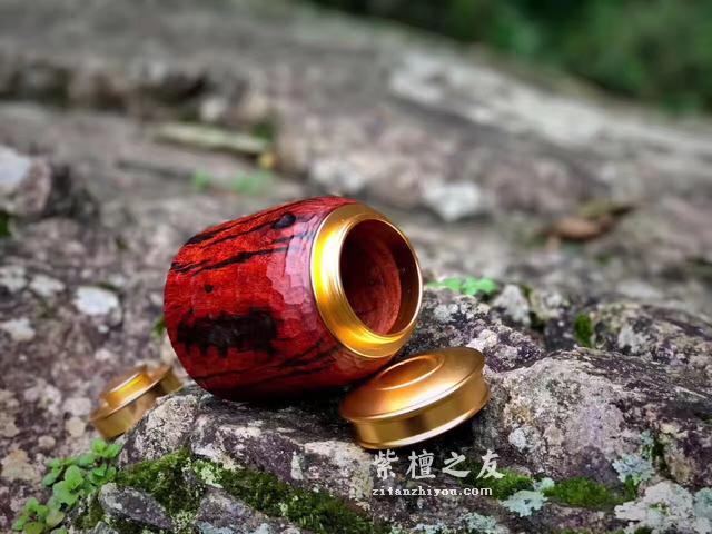 印度小叶紫檀，马蹄形茶叶罐，仙作-8