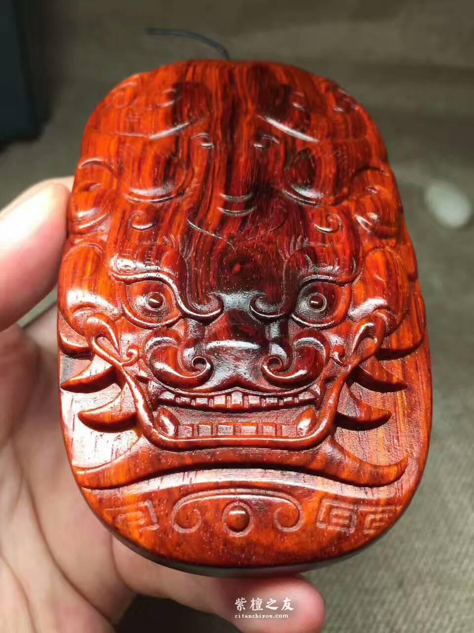 小叶紫檀霸气手把件《招财貔貅》带金星无棕眼-1
