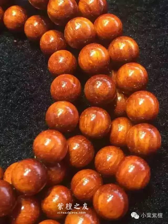 正宗印度小叶紫檀108手串欣赏 满金星鸡血红玻璃底高油密闭合棕眼-3