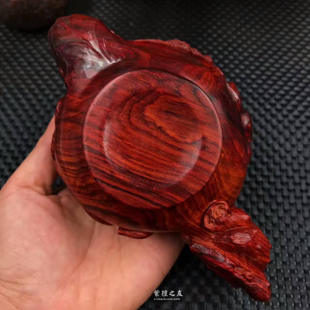 印度小叶紫檀纯手工雕刻摆件壶 高密度泥料-5