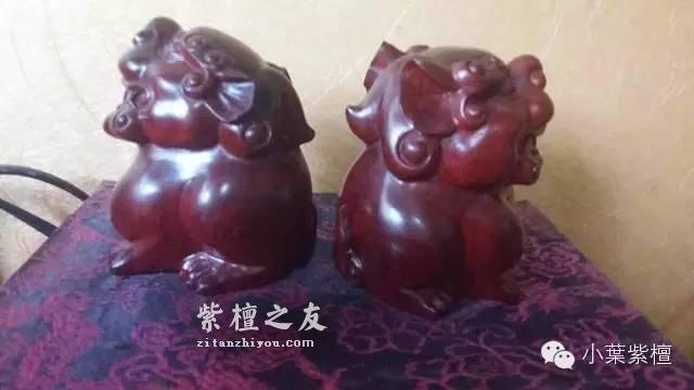 印度小叶紫檀摆件《招财貔貅》一对 造型萌趣可爱-5