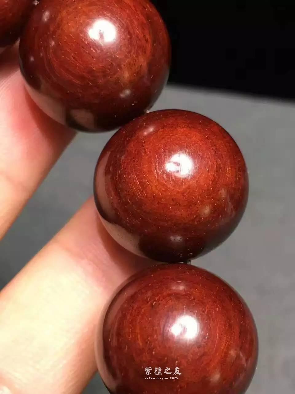 精品小叶紫檀2.0手串配蜜蜡 鸡血红鱼鳞底泥料-3