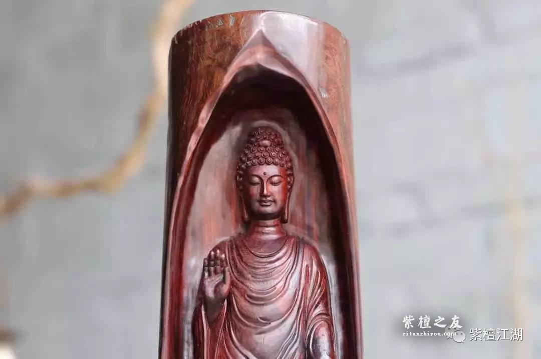 小叶紫檀绝世精品佳作《释迦牟尼》半立体雕刻水波S纹 精致精美-2