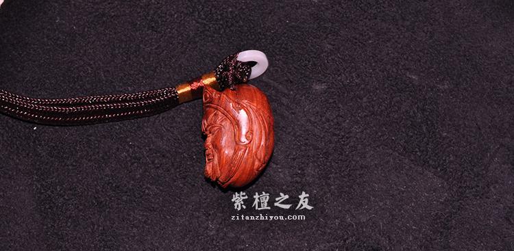 小叶紫檀38mm高油高密手把件关公脸谱挂件-1