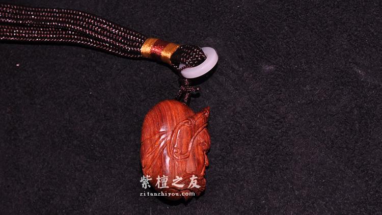 小叶紫檀38mm高油高密手把件关公脸谱挂件-3