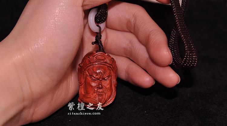 小叶紫檀38mm高油高密手把件关公脸谱挂件-4