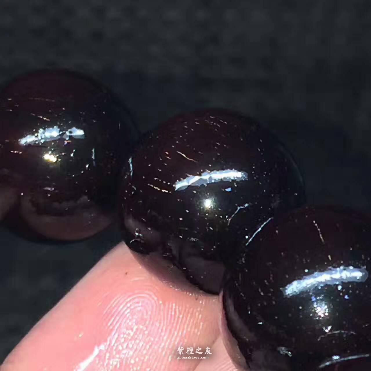 1.8小叶紫檀顶级泥料手串 玻璃珠多细金星易包浆-5