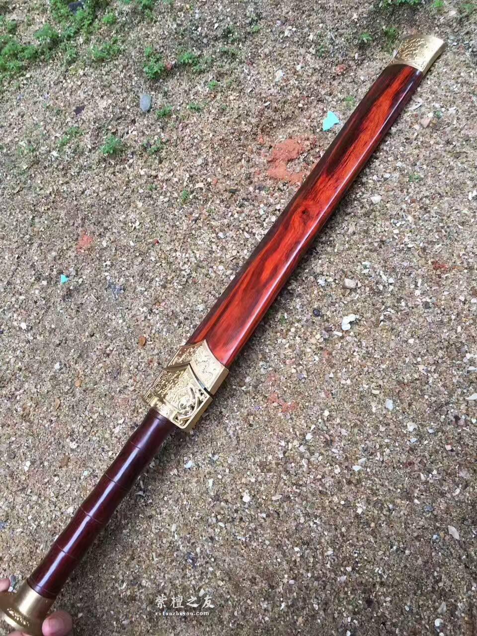 小叶紫檀汉剑 高密度老料火焰纹-3