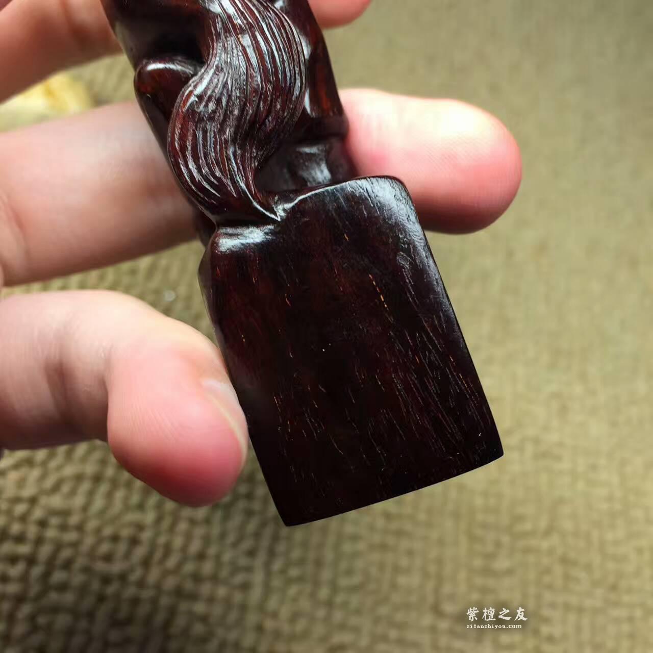 小叶紫檀陈年老料《立马成功》印章手把件-7