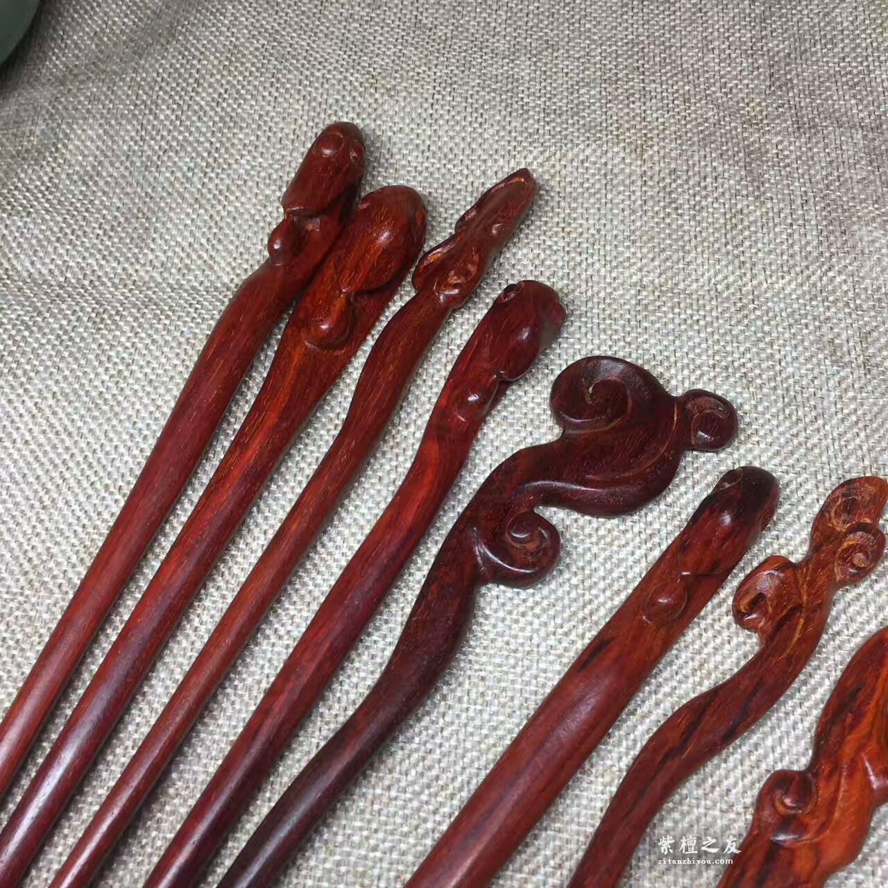小叶紫檀发簪 造型复古典雅适合送女友-5