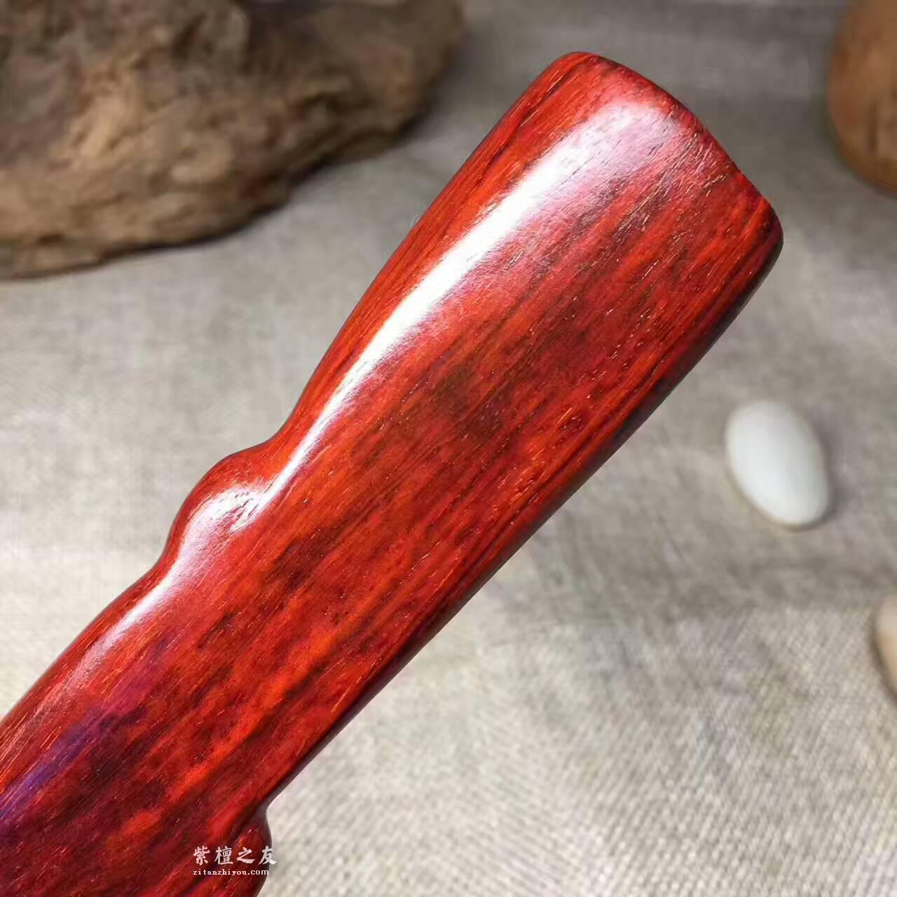 高油密泥料子！小叶紫檀火焰纹手把件-7