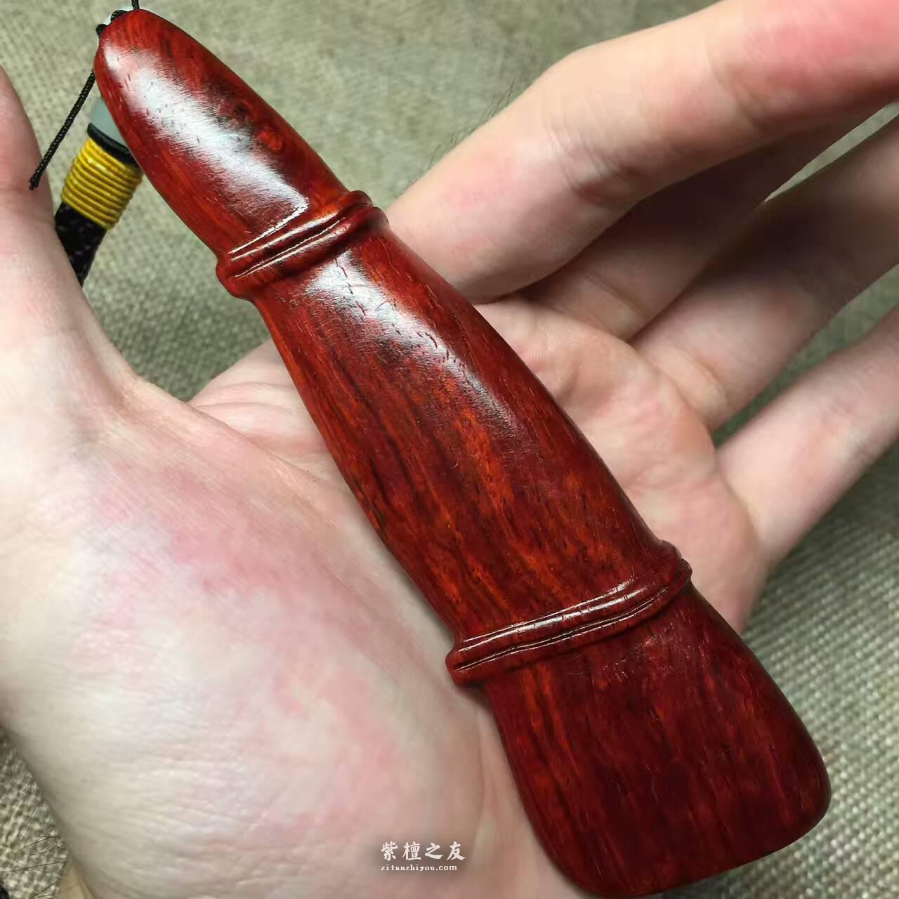 小叶紫檀节节高手把件鱼鳞底金星-7