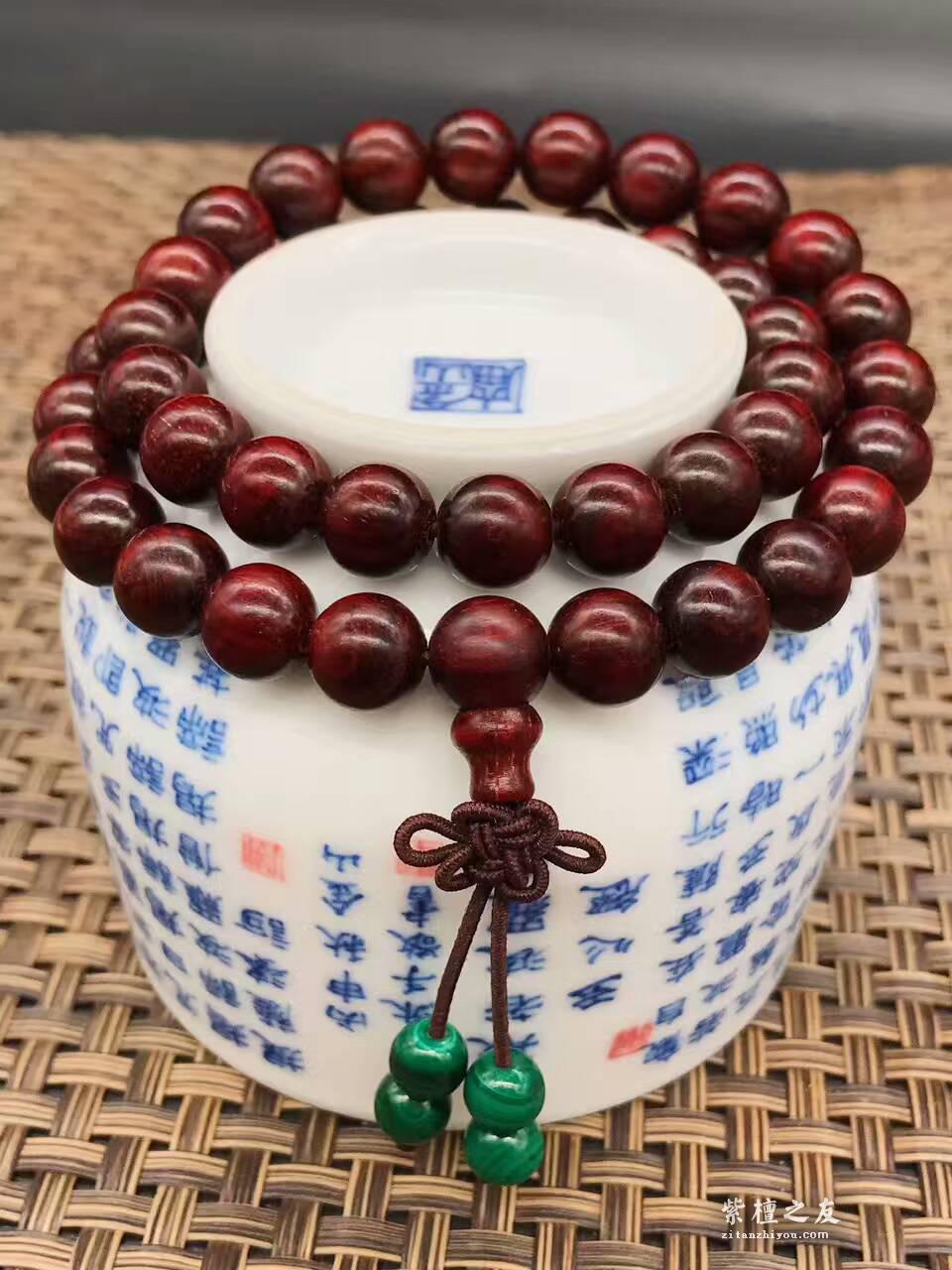 印度小叶紫檀0.8*42手串 玻璃底带金星意义非凡-7
