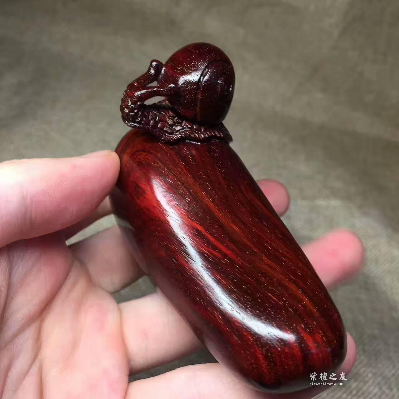 小叶紫檀手把件《蜗牛》小巧可爱颜色漂亮易把玩-6