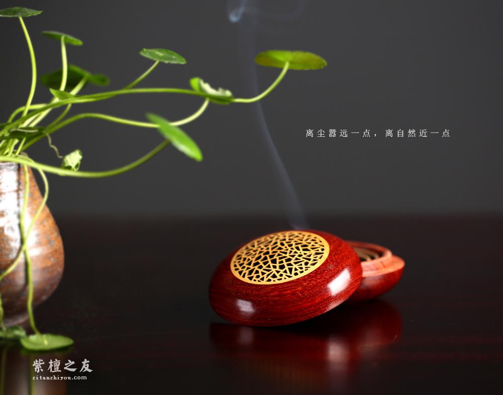 小叶紫檀熏香手炉  红袖添香夜读书-2