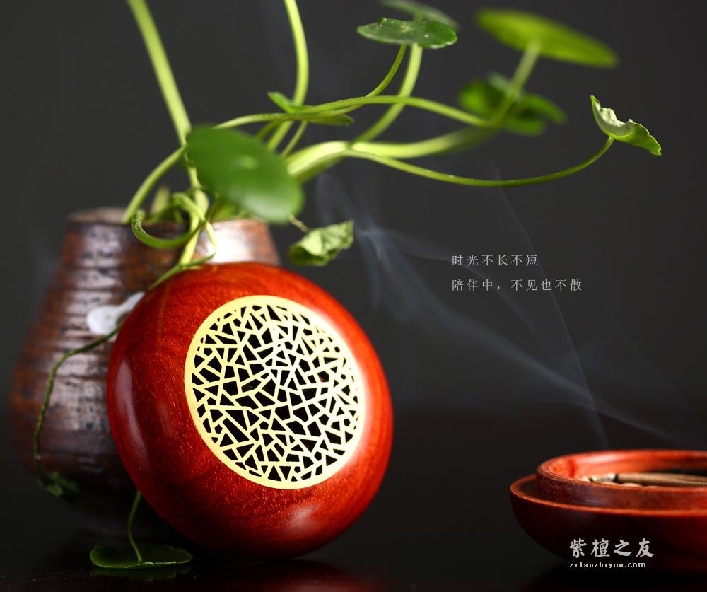 小叶紫檀熏香手炉  红袖添香夜读书-7