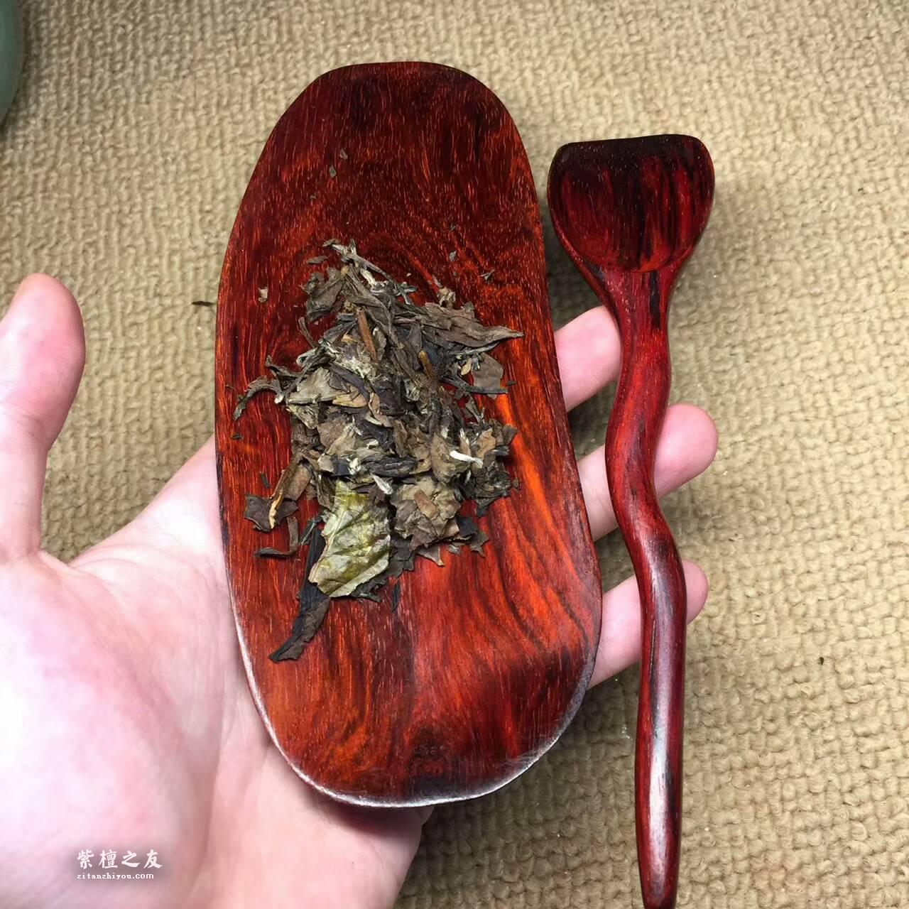 小叶紫檀精巧茶具茶匙茶荷方便取茶 朋友聚会品茶必备-1