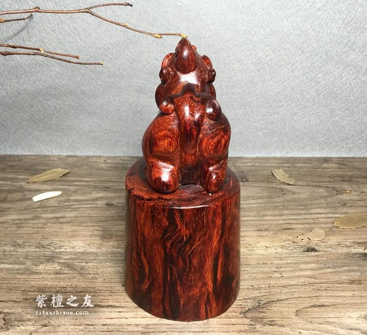 印度小叶紫檀 大貔恘印章摆件 紫檀工艺品摆件 雕刻件-3