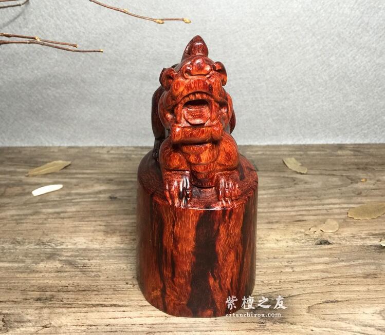 印度小叶紫檀 大貔恘印章摆件 紫檀工艺品摆件 雕刻件-1