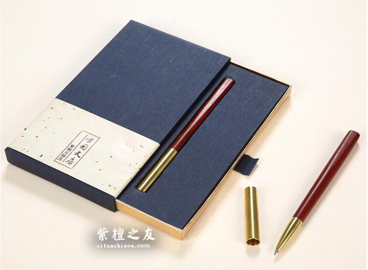 紫檀方圆创意红木签字笔-8