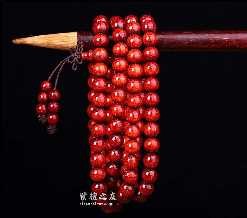 印度小叶紫檀108颗满金星 8mm佛珠手串 文玩收藏品材质佳-3