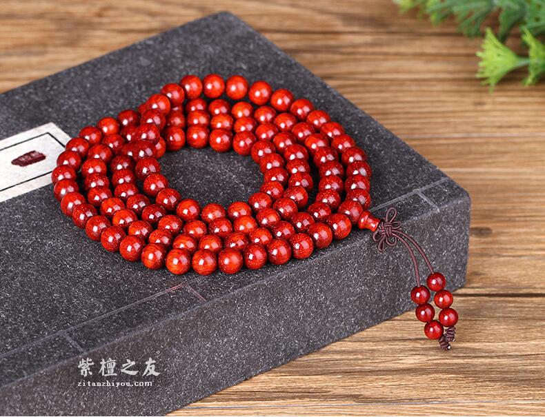 印度小叶紫檀108颗满金星 8mm佛珠手串 文玩收藏品材质佳-5