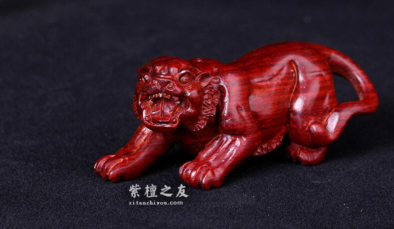 印度小叶紫檀老虎摆件 纯手工雕刻 老料高油-2
