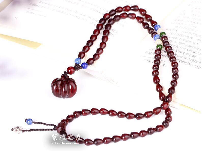 小叶紫檀南瓜项链6*8mm 女士项链-1