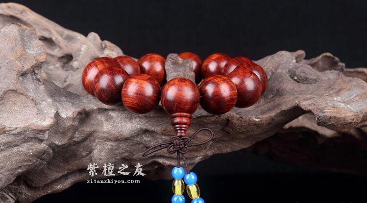 正宗印度老料小叶紫檀水波纹略带金星佛珠少棕眼高密度1.8手串-6