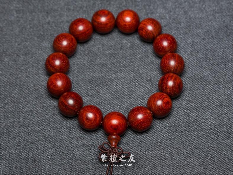 印度老料小叶紫檀 佛珠手链 手串念珠15mm 同料顺纹金星男女款-1